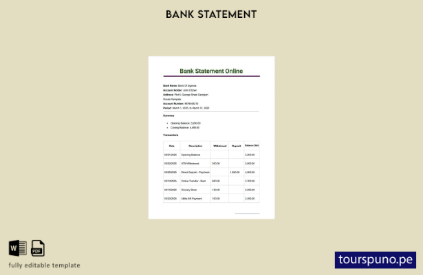 listo para imprimir plantilla de word   extracto bancario del Banco de Uganda